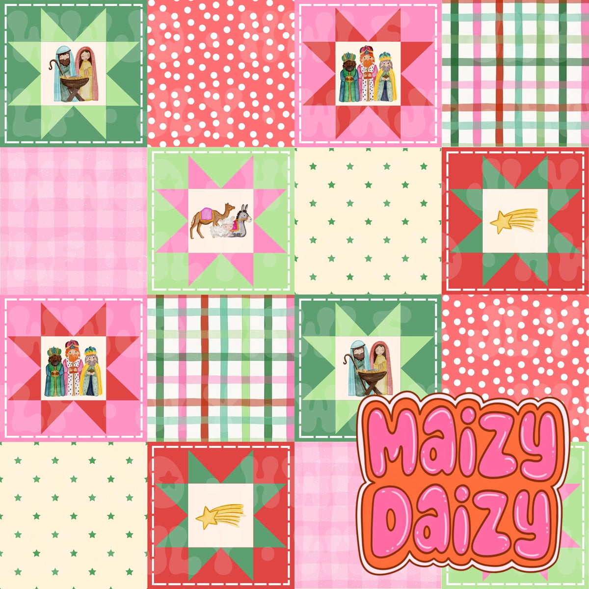 MD x CRD x HHC red, green & pink patchwork