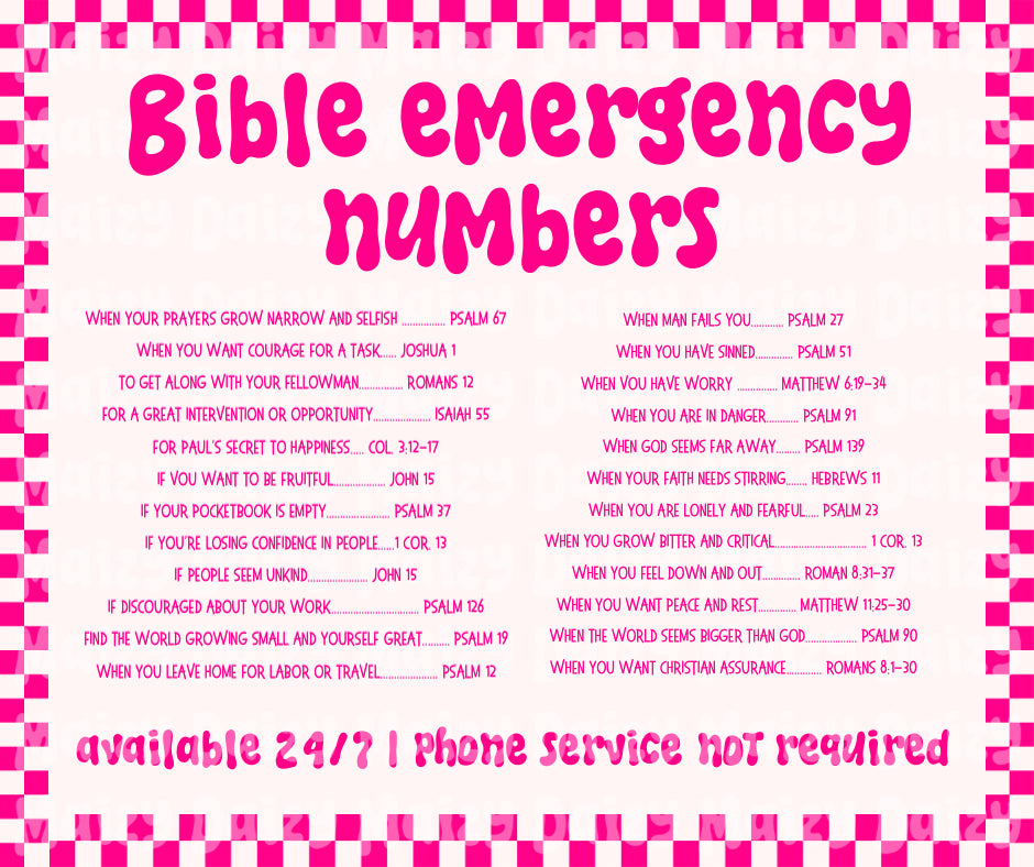 Bible emergency numbers