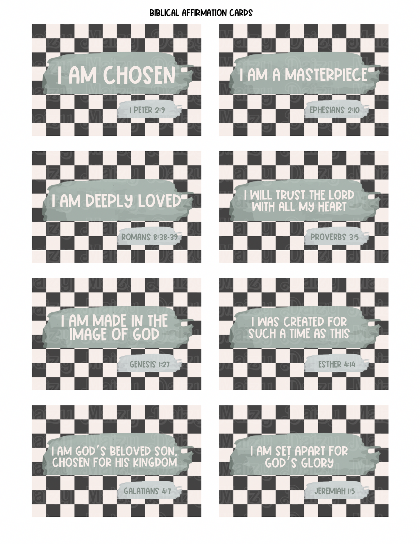 Biblical affirmation cards