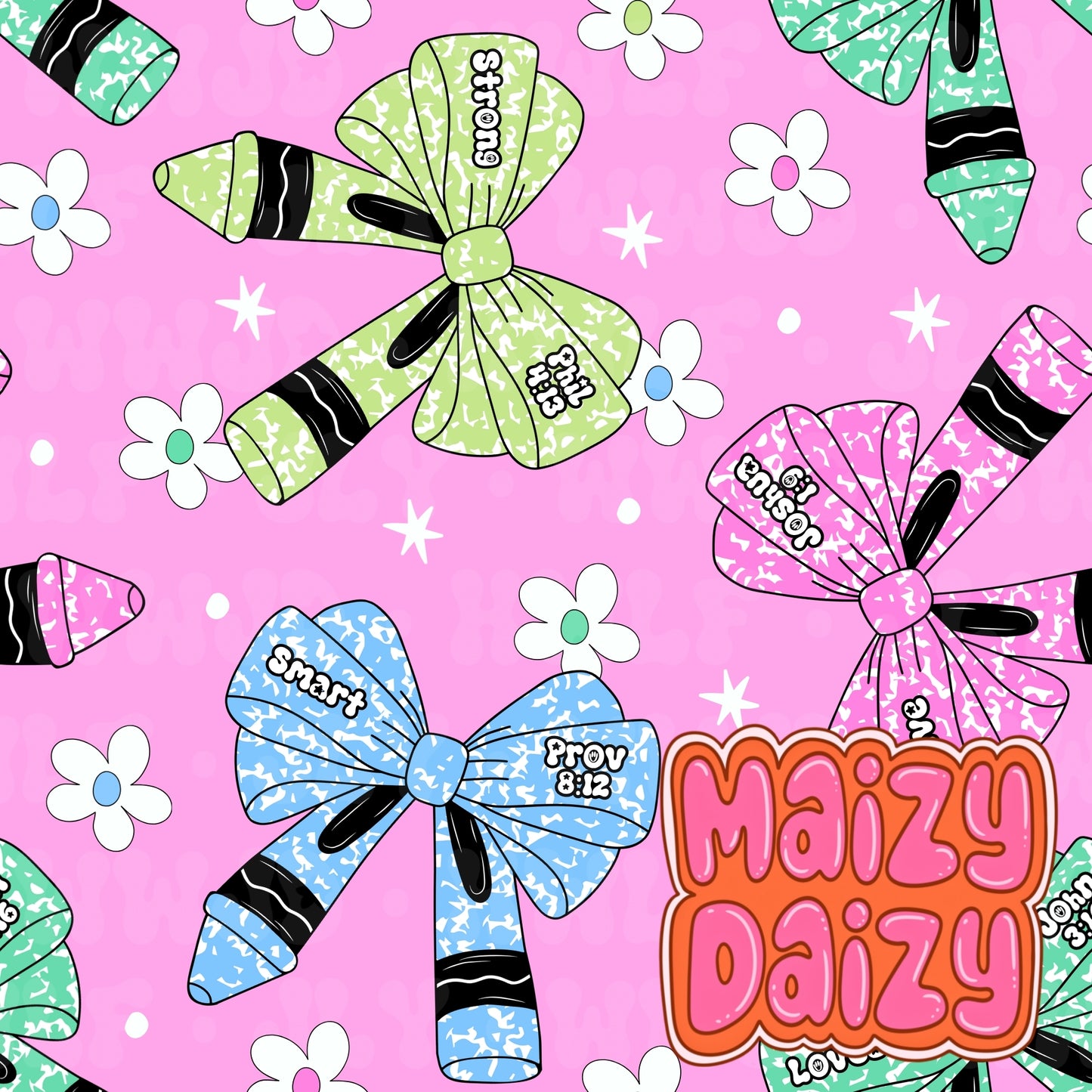 Pink crayon bows