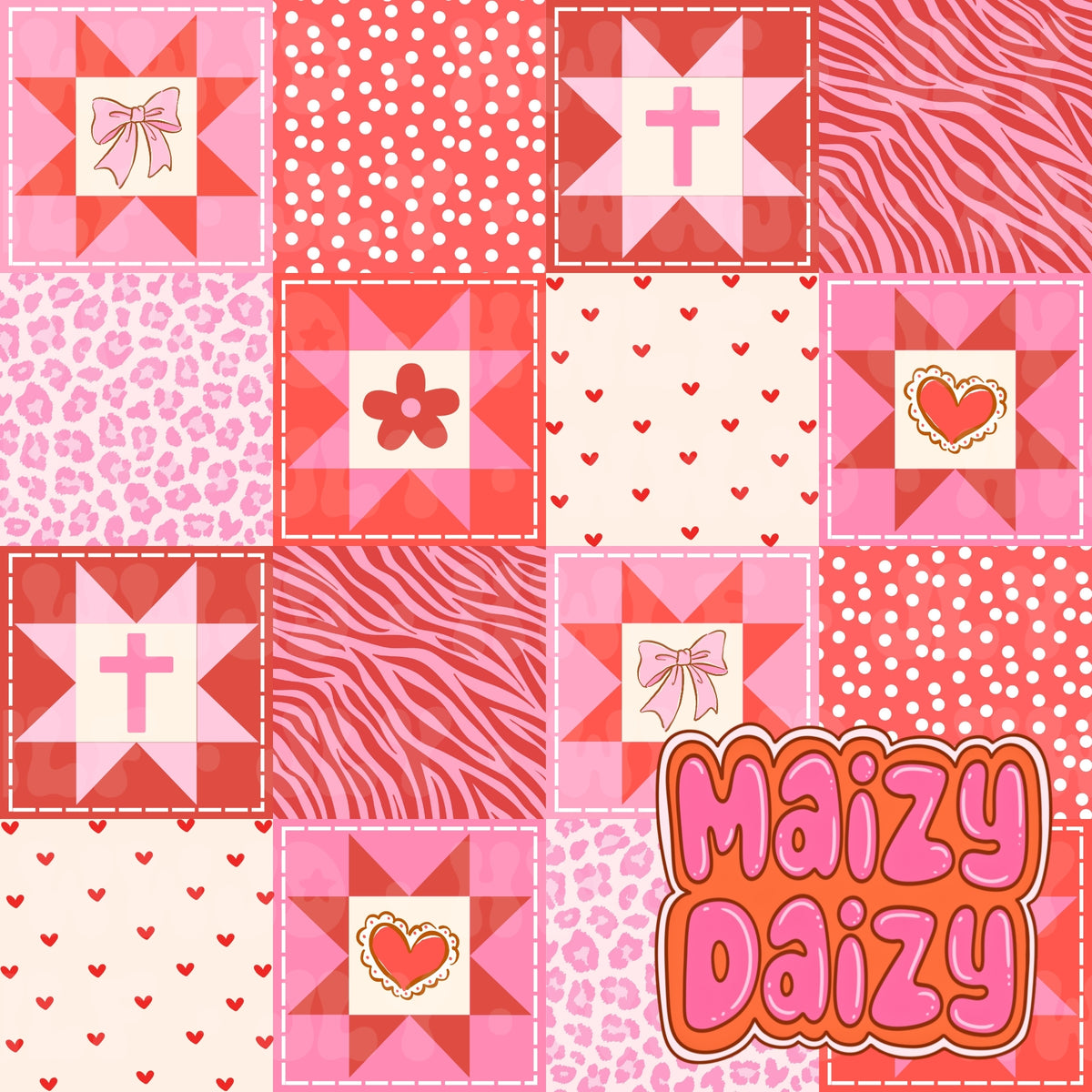 Valentine patchwork w hearts