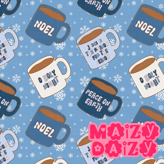 Blue Christmas mugs