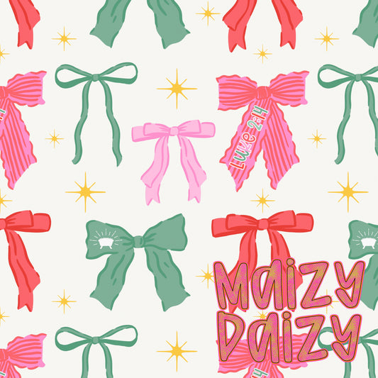Pink/red/green Christmas bows