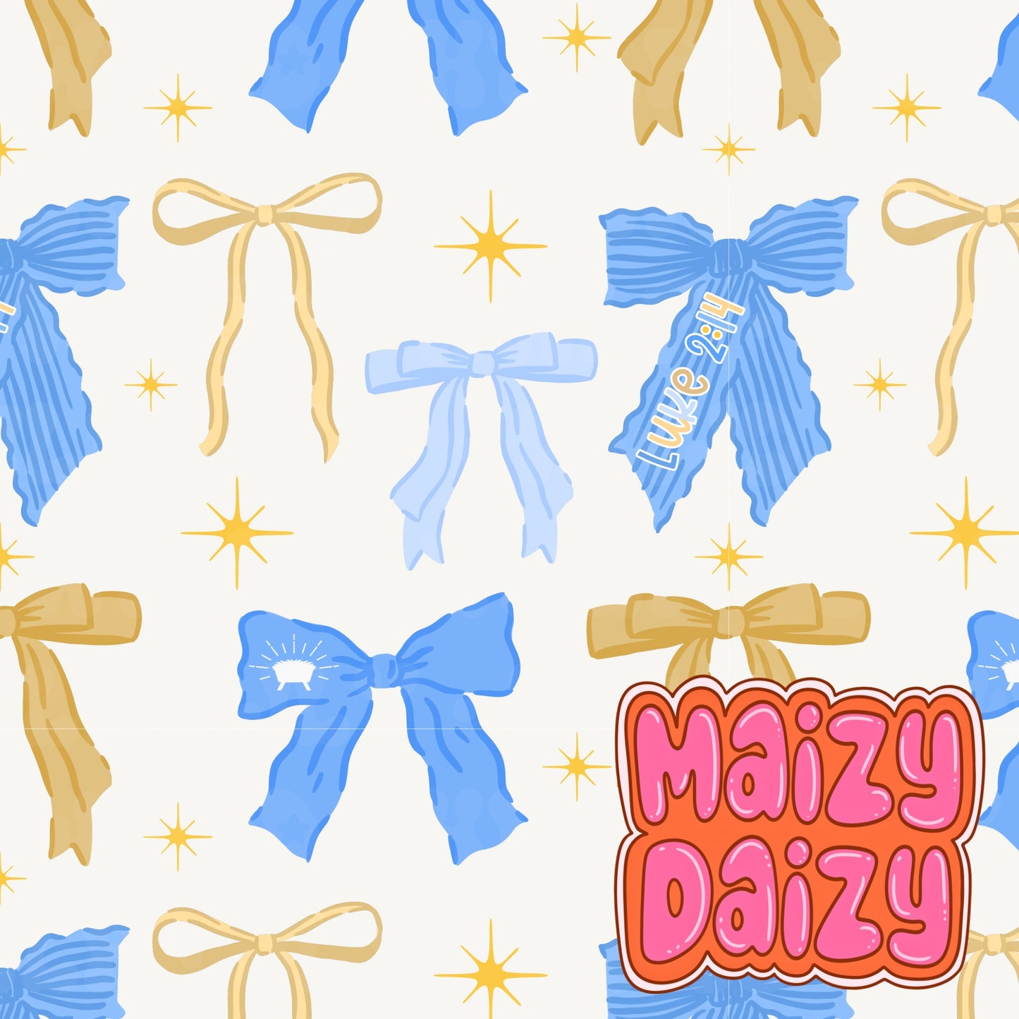 2025 RESTOCK blue and gold bows