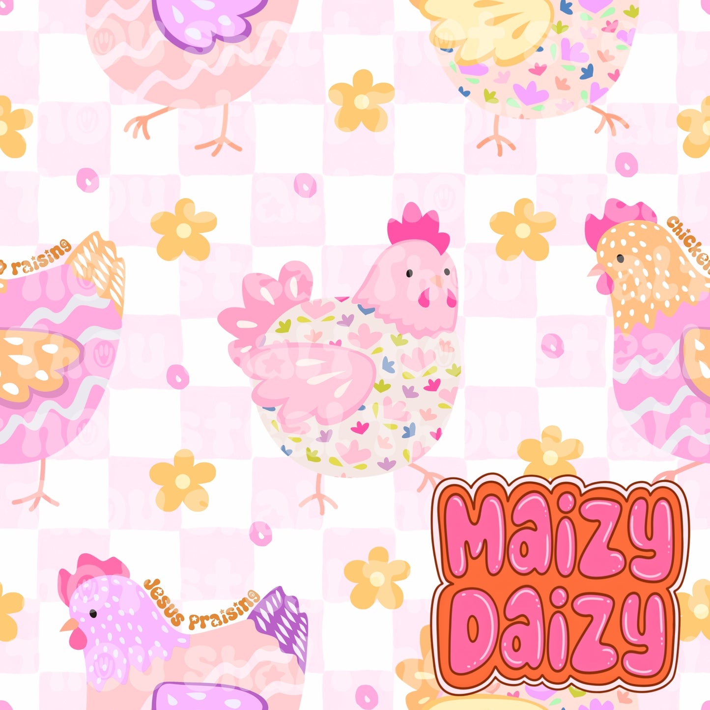 LIMITED pink checkered chickens