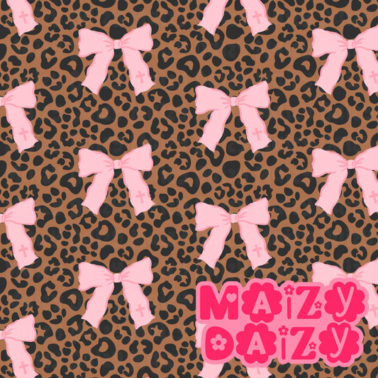 Light pink leopard bows
