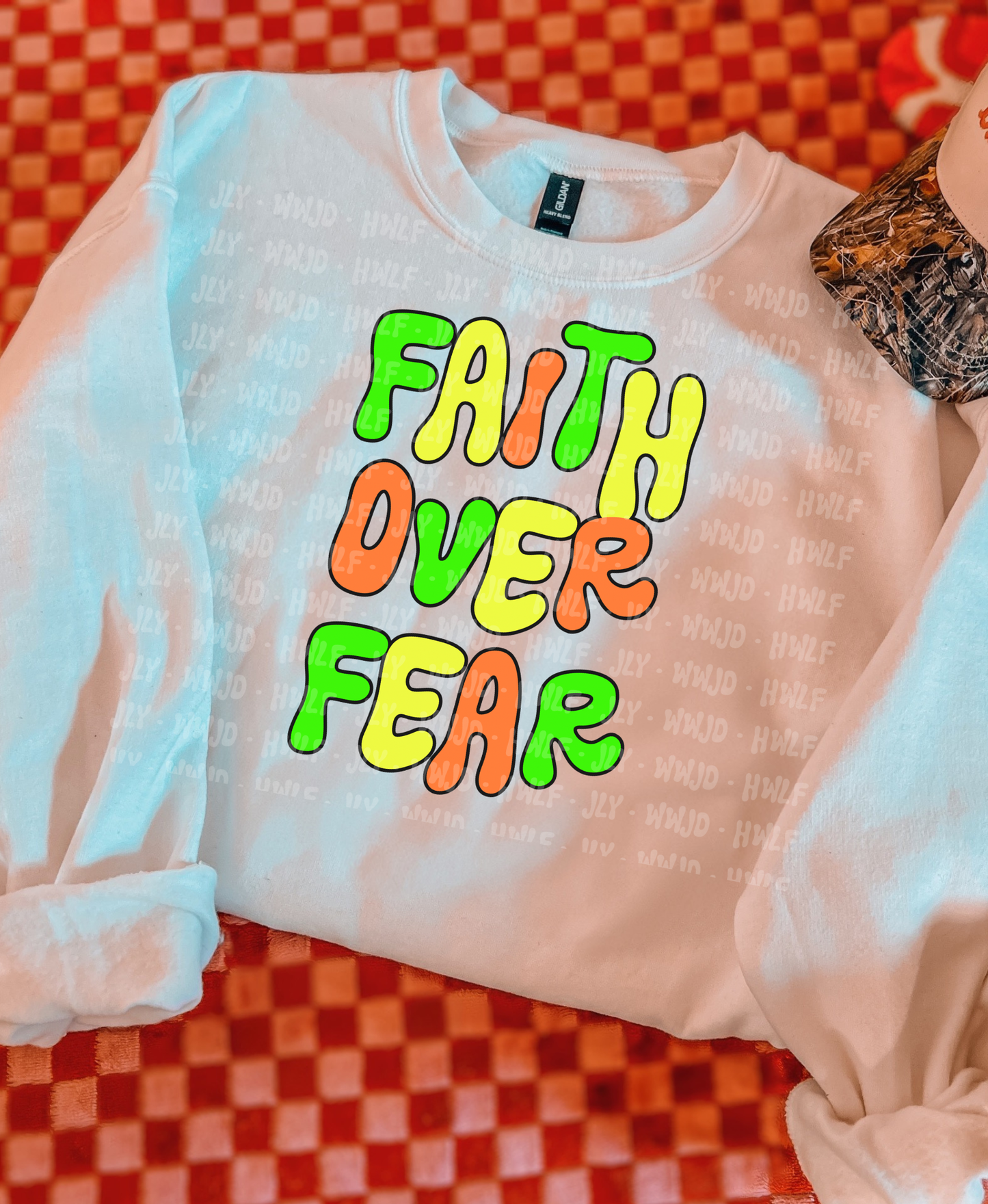 Neon green faith over fear