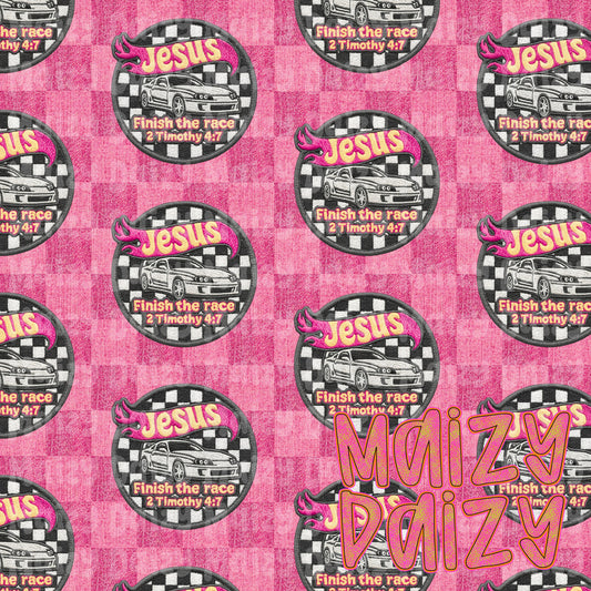 Finish the race patch pink