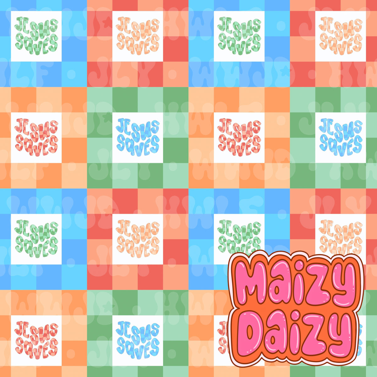 Boy checkered Jesus saves