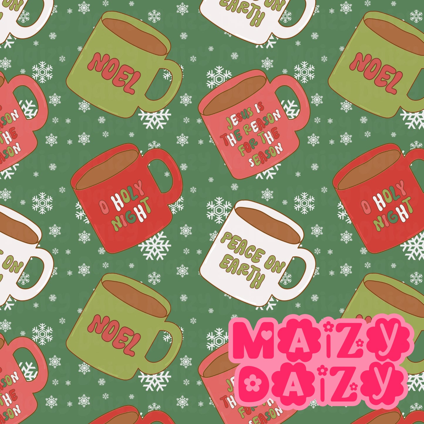 Green Christmas mugs