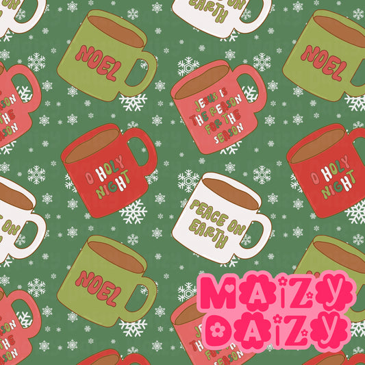 Green Christmas mugs