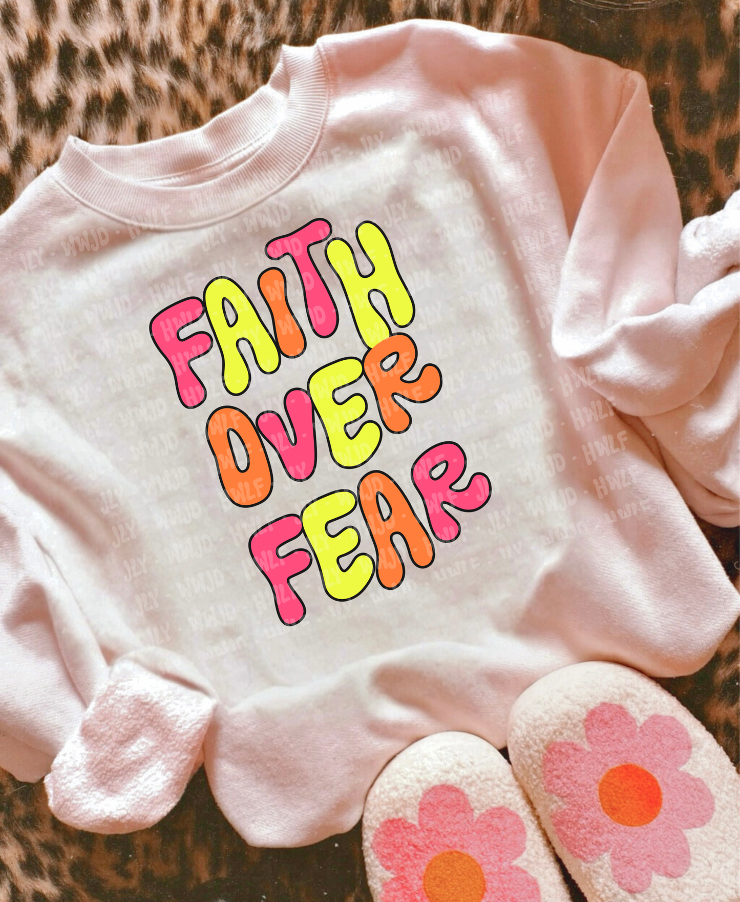 Neon pink faith over fear