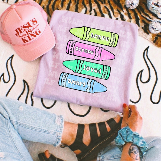 Girl crayons